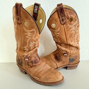 Double H Daniela Western Boots Rustic Distressed Brown Leather Women’s Size 7.5M